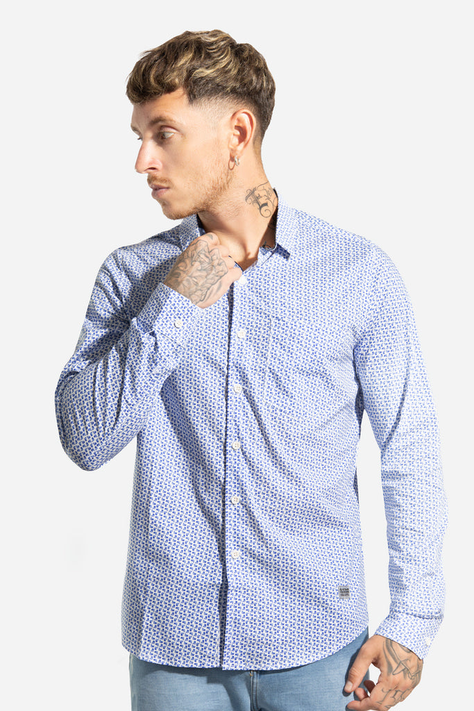 Camisa hombre blanco estampado