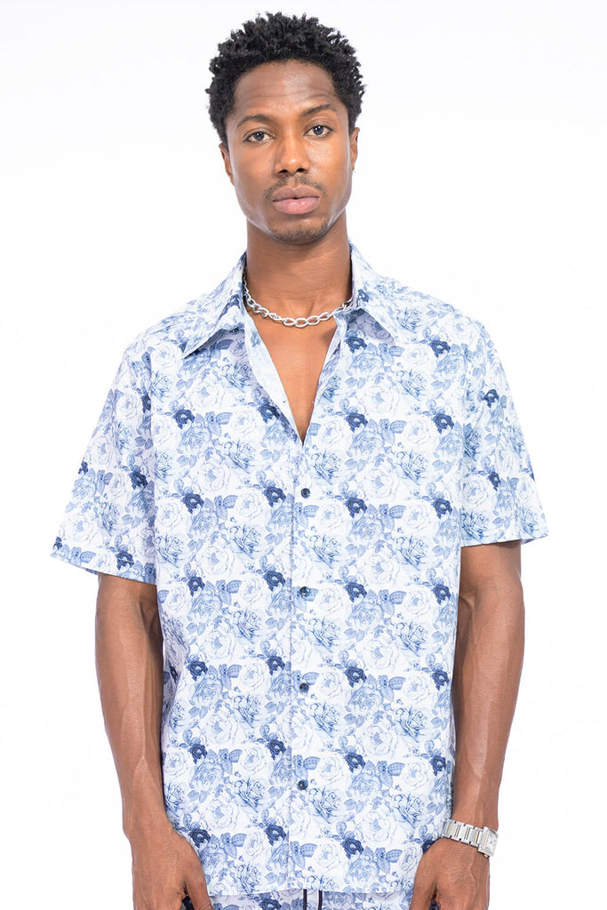 Camisa hombre blanco estampado