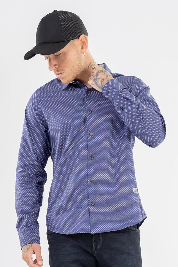 Camisa hombre morado estampado