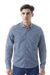 Camisa Hombre Pima Acero Oscuro Estampado Cuadritos - 220309