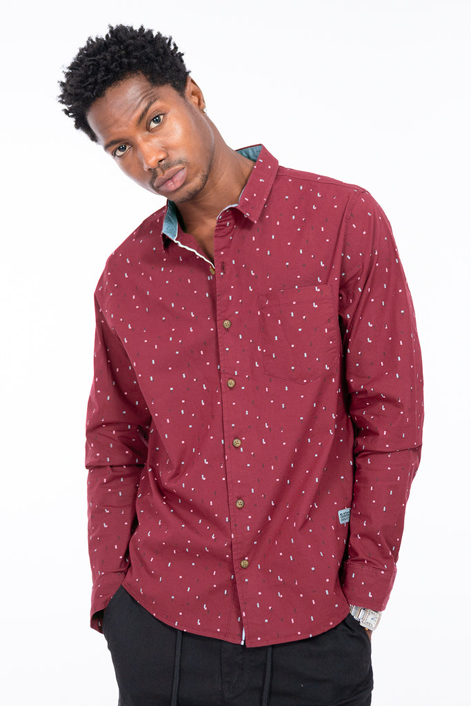 Camisa hombre roja estampado