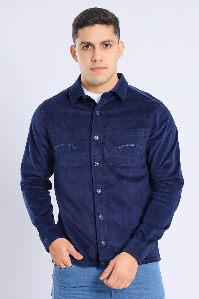 Camisa hombre azul estampado