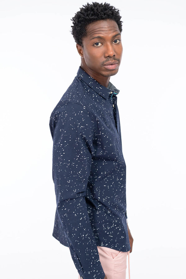 Camisa hombre azul estampado