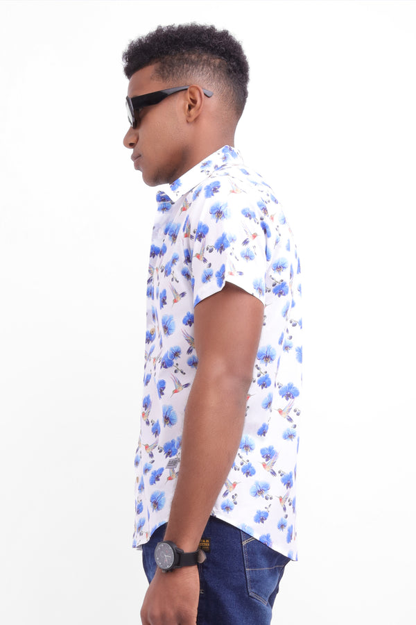 Camisa hombre blanco estampado