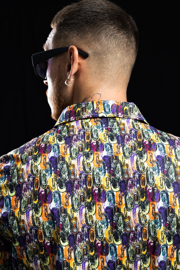 Camisa hombre negro estampado