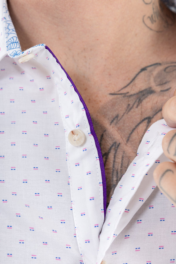 Camisa hombre blanco estampado
