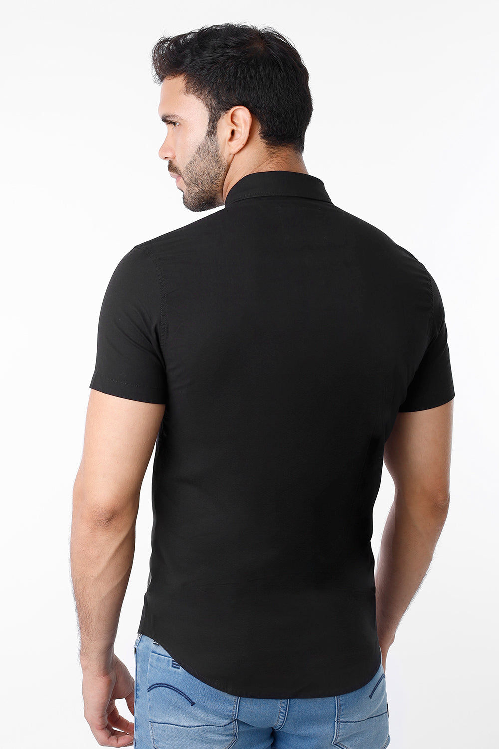 Camisa Hombre Manga Corta Negro - 230118