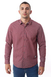 Camisa Hombre Manga Larga Makarena Guinda Estampado Cadenas - 220125