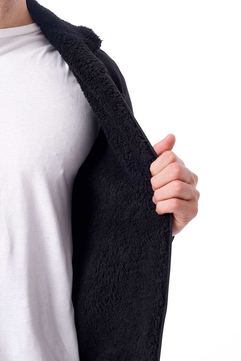 Polera Hombre Abierta/Cierre Reflectivo Negro - 230047