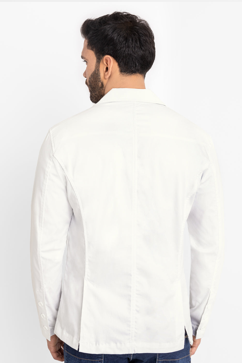 Blazer Hombre Satín Blanco
