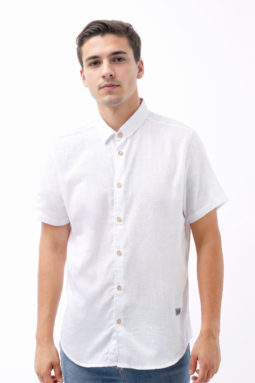 Camisa Hombre Manga Corta Lino Milán Blanco - 230075